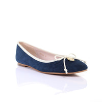 Thumbnail for Bow Suede Ballerina (Navy)