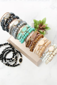 Thumbnail for Druzy Glass Beads Bracelet Set - 7 COLORS