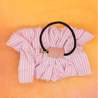 Thumbnail for SAND BY SAYA N.Y. - Pink Hudson - Stripe and Rhinestone Ruffles Womens Hair Ties - 1 COLOR -