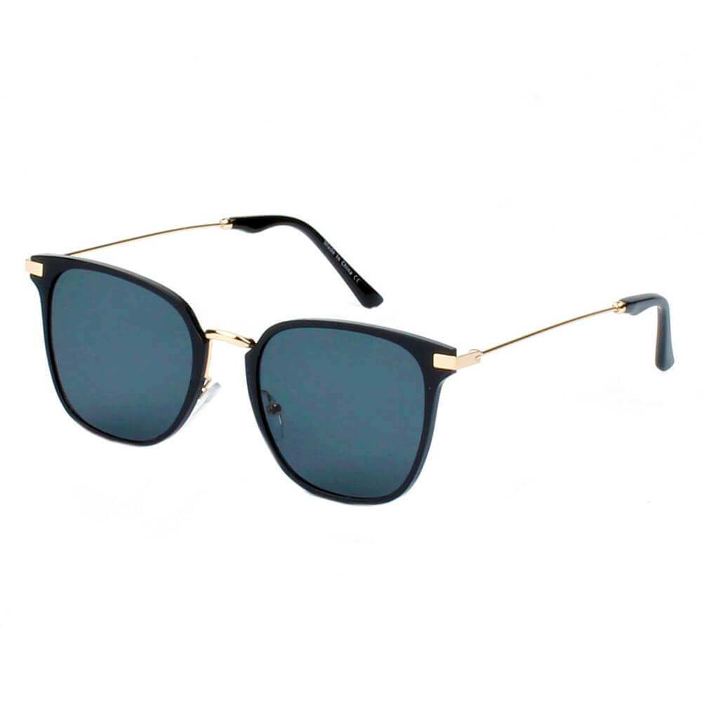 Cambridge | A22 - Pillowed Rectangle Flat Lens Horned Rim Sunglasses - 5 COLORS -