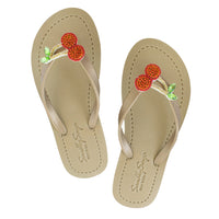 Thumbnail for SAND BY SAYA N.Y. - Cherry - Big Kids Sandal - Girls Red Fruits Rhine Stone Embellished Flip Flops - 3 COLORS -