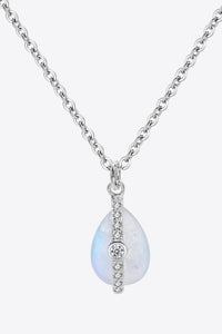 Thumbnail for Natural Moonstone and Zircon Pendant Necklace - T - 1 FINISH -