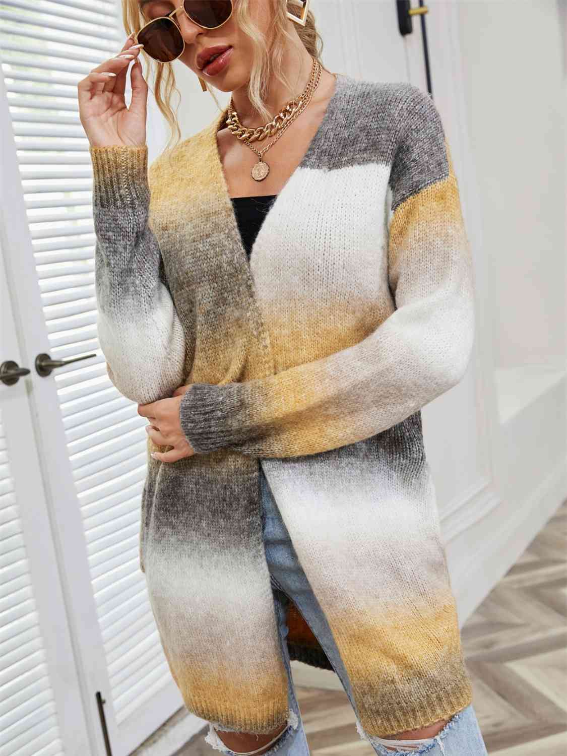 Full Size Gradient Open Front Cardigan - T - 5 COLORS -