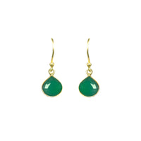 Thumbnail for Gena Myint - Green Onyx Bezel Drop Earrings -