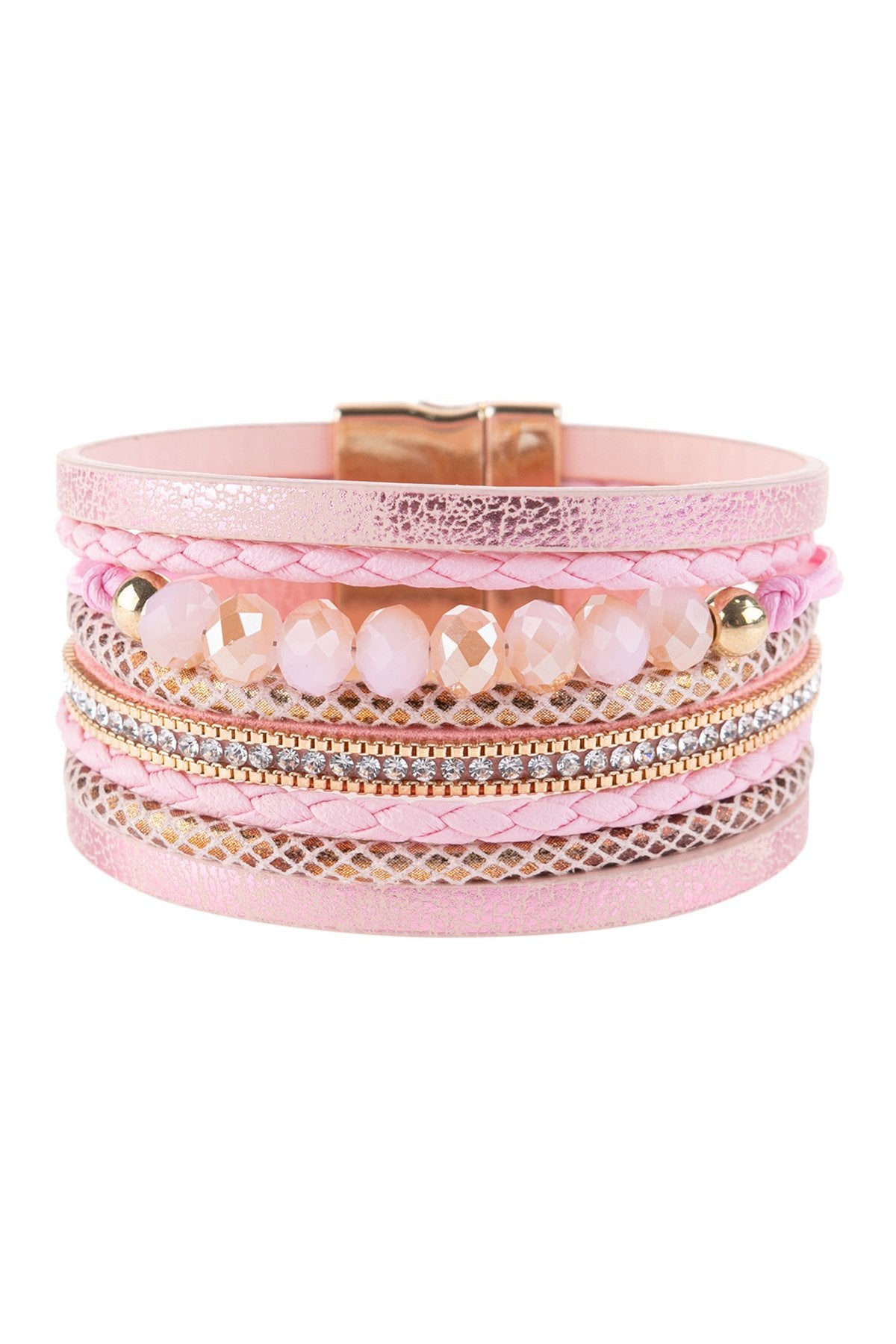 Riah Fashion - Multiline Leather Metallic Bracelet - 4 colors