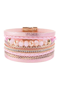 Thumbnail for Riah Fashion - Multiline Leather Metallic Bracelet - 4 colors