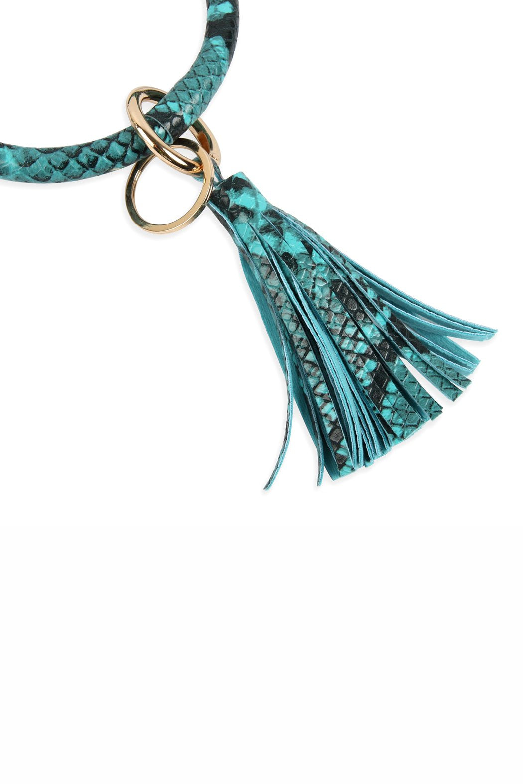 Snake Skin Printed Tassel Key Ring Bracelet - 7 COLORS -