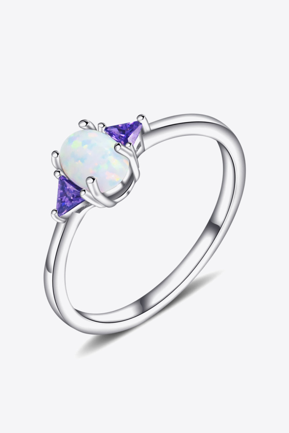 Contrast 925 Sterling Silver Opal Ring - T - SIZES 6 THRU 9 - 4 COLORS -