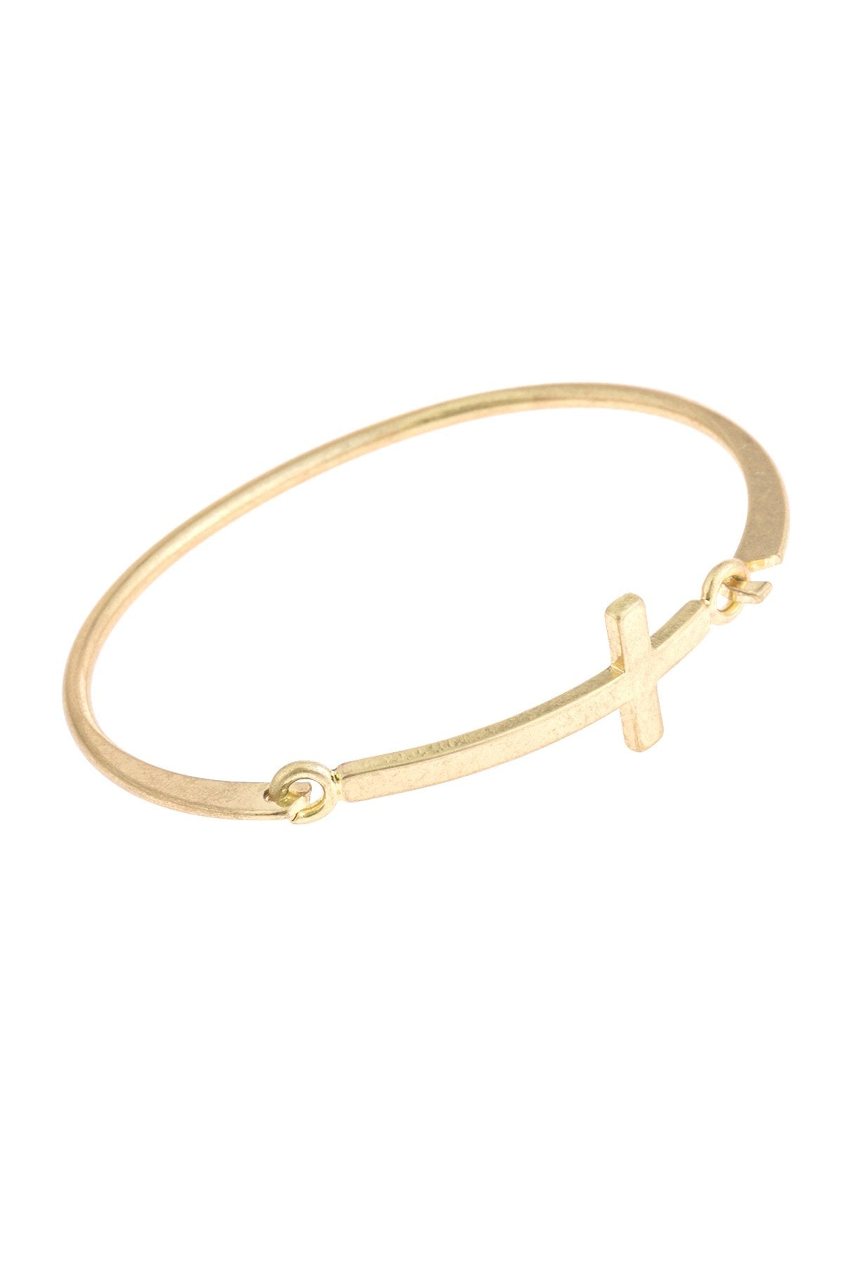 Cross Charm Cuff Bracelet - 5 FINISHES