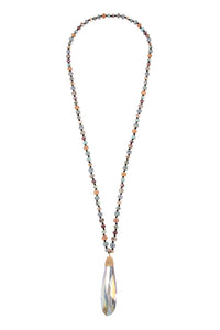 Thumbnail for Riah Fashion - Teardrop Glass Rondelle Bead Necklace - 5 COLORS