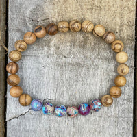 Thumbnail for Grove - Galaxy Jasper & Light Sandalwood Mala Beaded Bracelet -