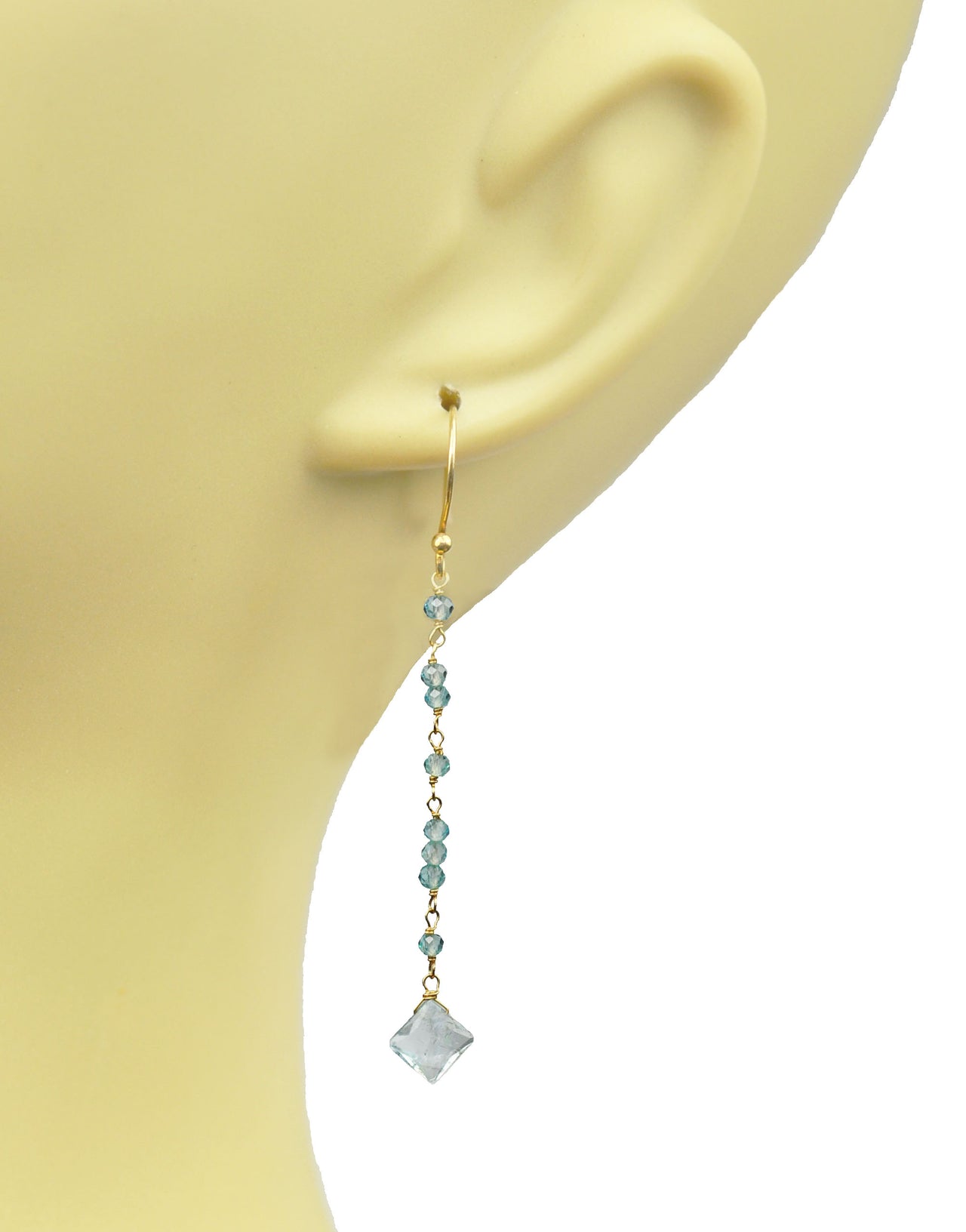 Gena Myint - Aquamarine Linear Vermeil Earrings -