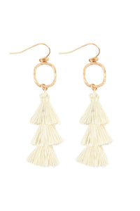 Thumbnail for Three Drop Tassel With Metal Hook Earrings - 11 COLORS -