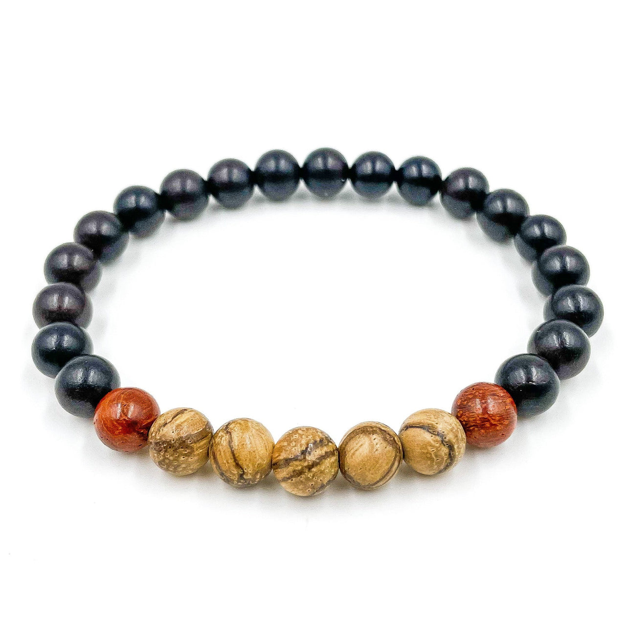 Kingston - Sandalwood, Red Rosewood, & Ebony Blackwood Mala Beaded Bracelet -