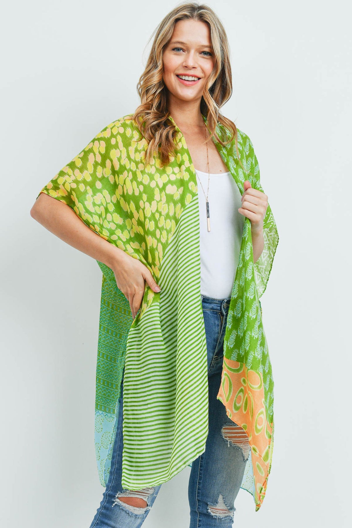 Mixed Pattern Kimono - 3 COLORS -