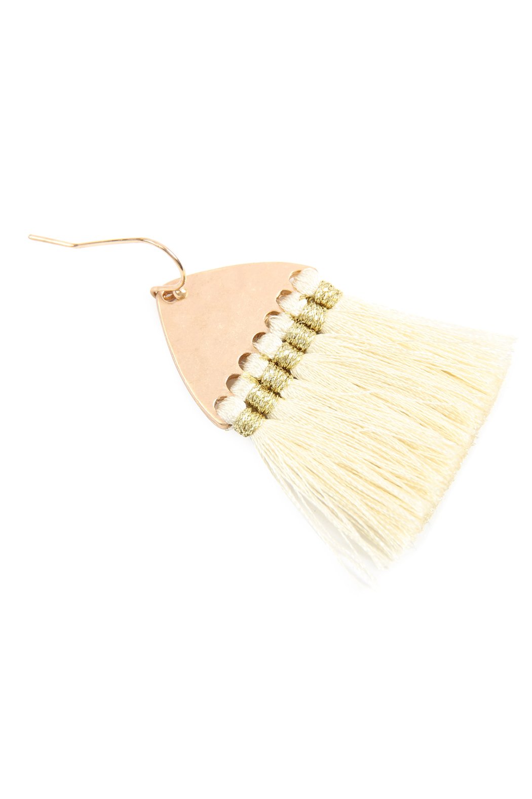 Thread Tassel Hammered Metal Hook Earrings - 11 COLORS -