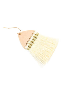 Thumbnail for Thread Tassel Hammered Metal Hook Earrings - 11 COLORS -