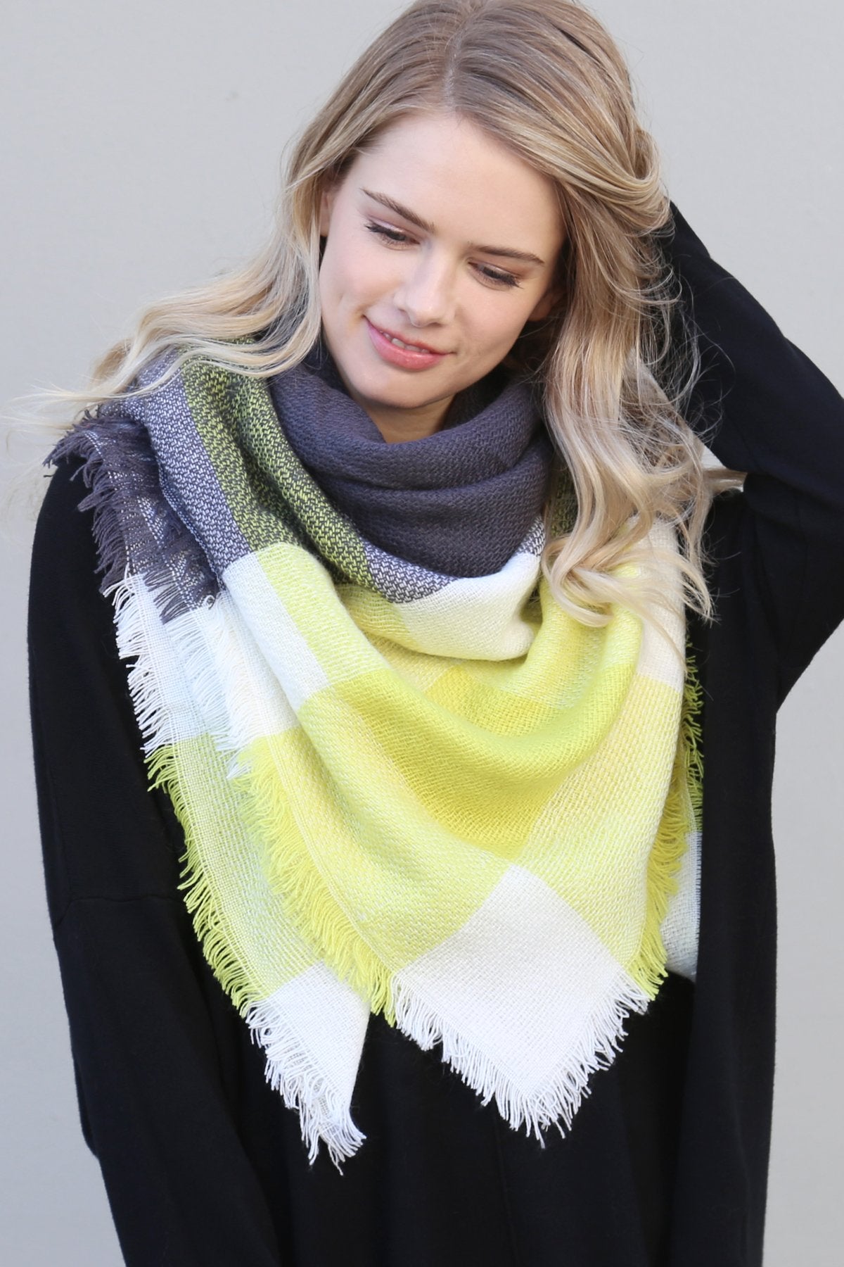 Riah Fashion - Colorblock Blanket Scarf - 1 COLOR -