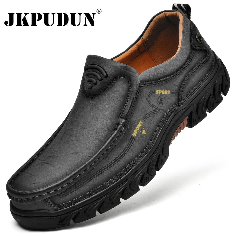 JKPUDUN - Leather Men's Casual Shoes, Breathable - No-Slip Work Sneakers - Trekking Shoes - [30 DAY DELIVERY] - 8 COLORS -