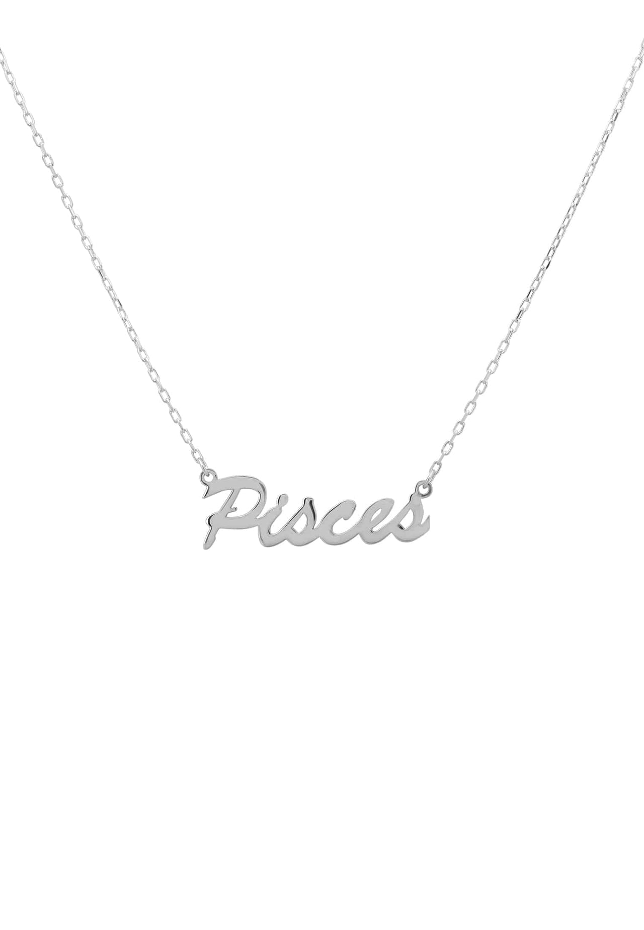 Zodiac Star Sign Name Necklace Silver Pisces -