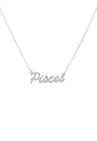 Thumbnail for Zodiac Star Sign Name Necklace Silver Pisces -