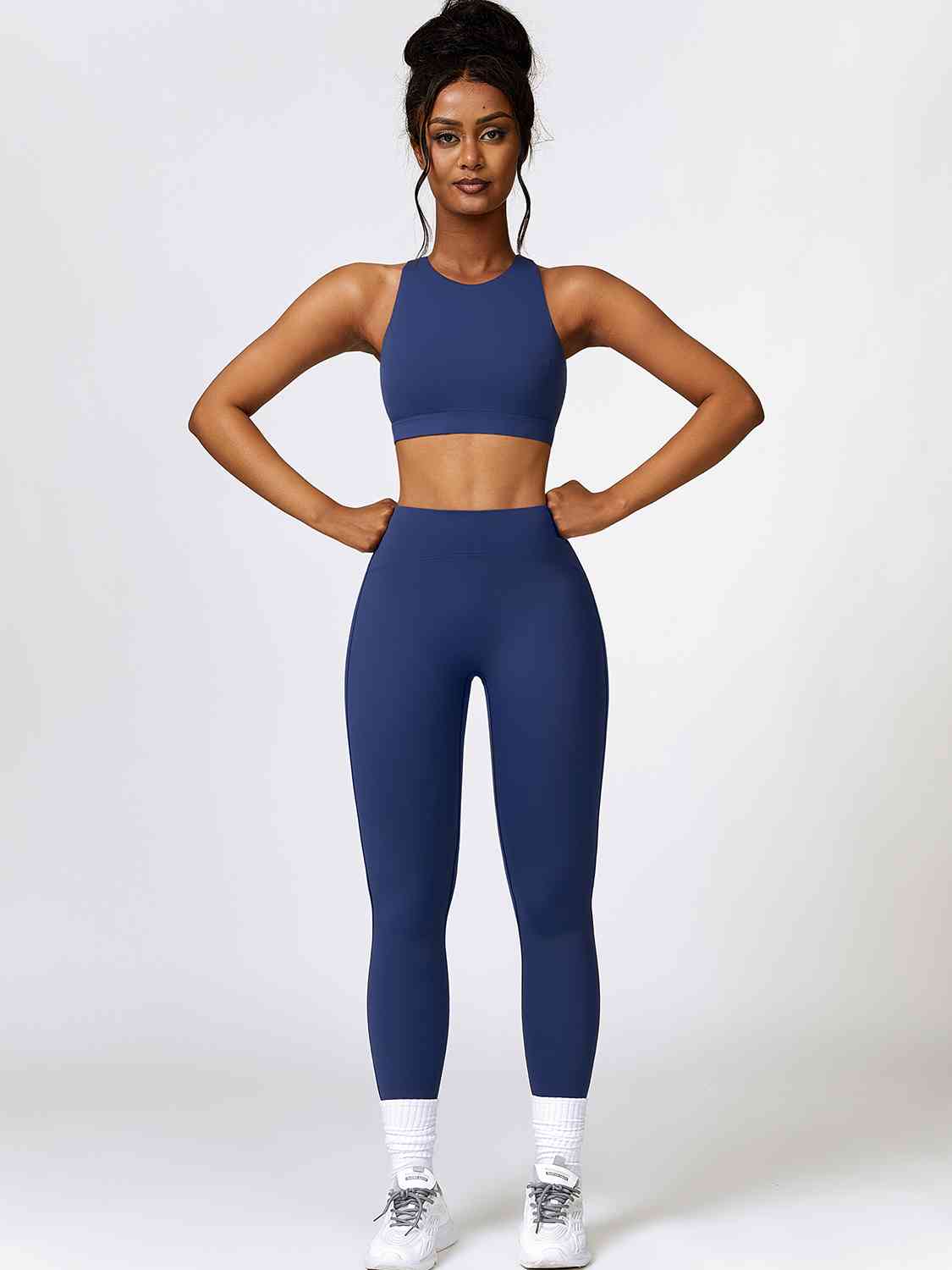 Cutout Cropped Sport Tank and Leggings Set - 2 PCS. - T - 5 COLOR -