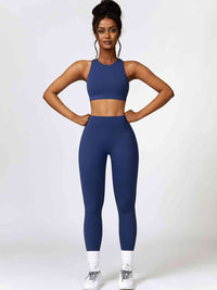 Thumbnail for Cutout Cropped Sport Tank and Leggings Set - 2 PCS. - T - 5 COLOR -