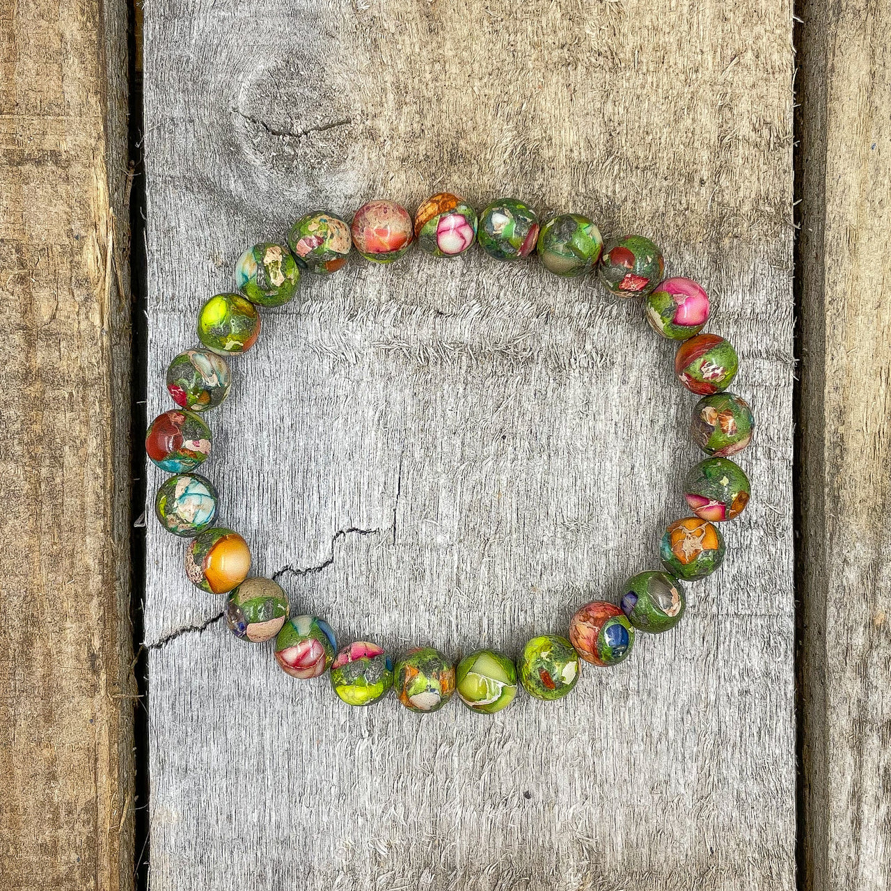 Union - Rainbow Imperial Jasper Gemstone Beaded Bracelet -