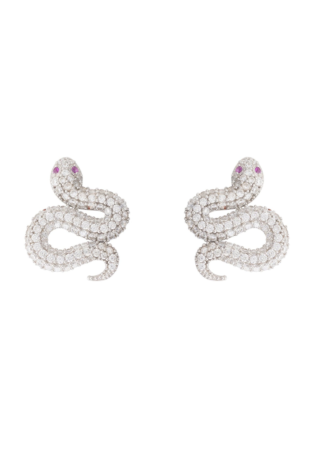 LATELITA - Snake Coiled Serpent Stud Earrings Silver -