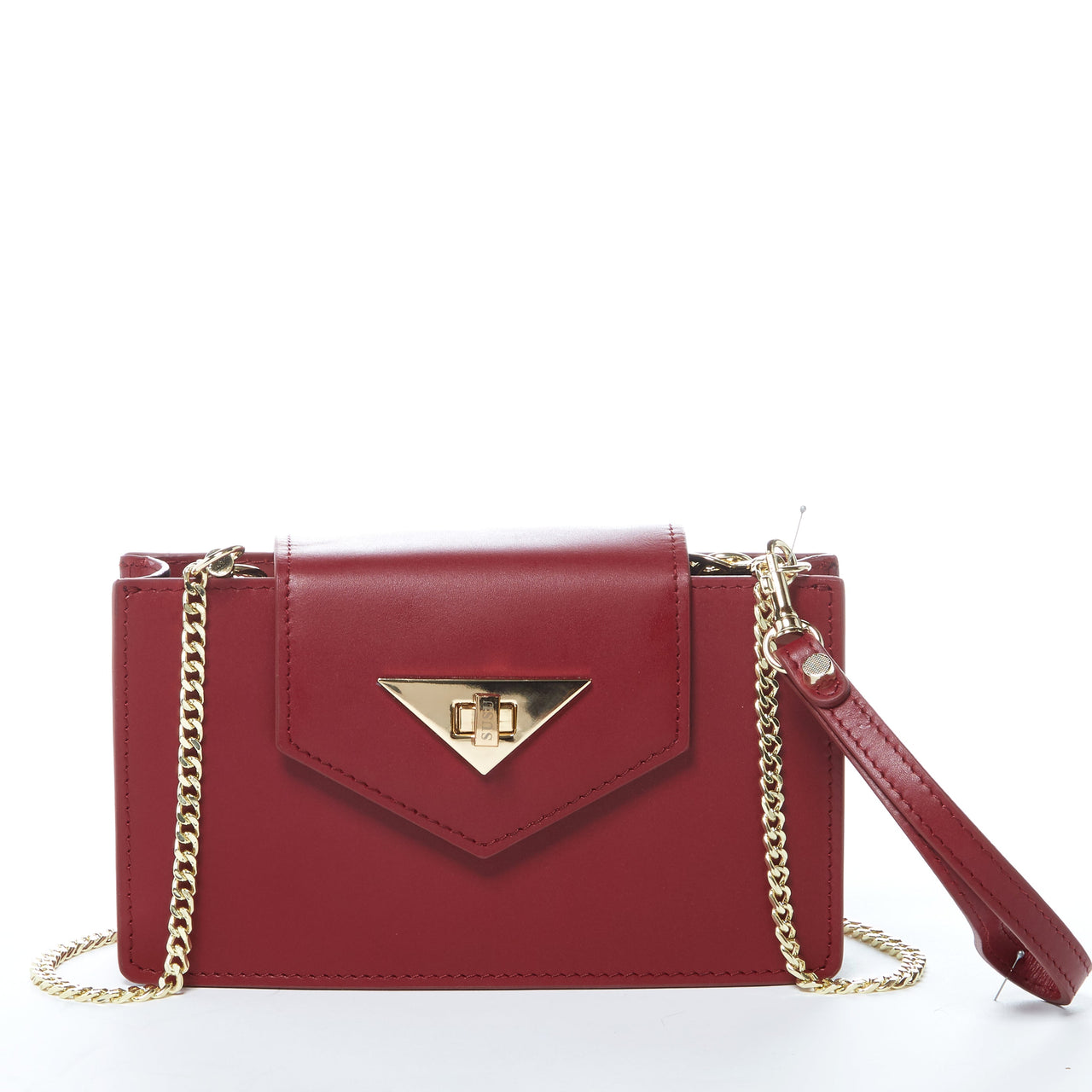 Mary Small Crossbody Leather Wristlet Burgundy -