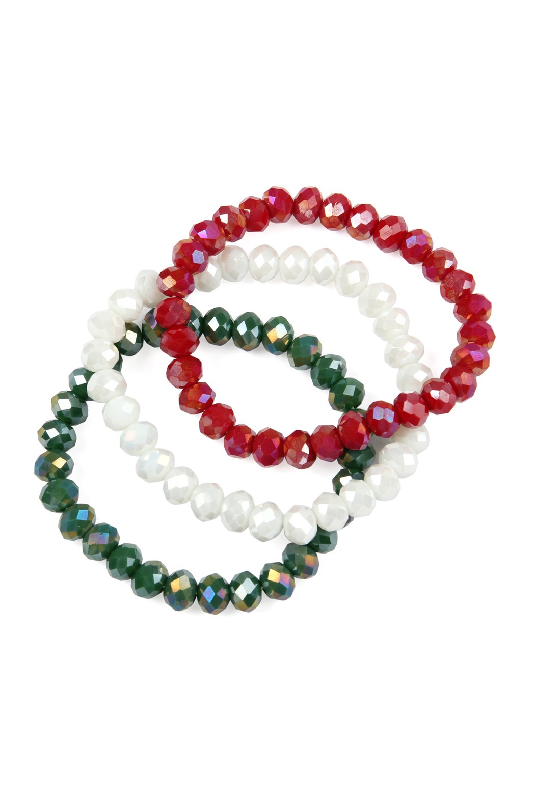 Three Glass Beads Stretch Bracelet -