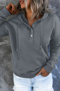 Thumbnail for Dropped Shoulder Long Sleeve Hoodie with Pocket - T - 9 COLORS -