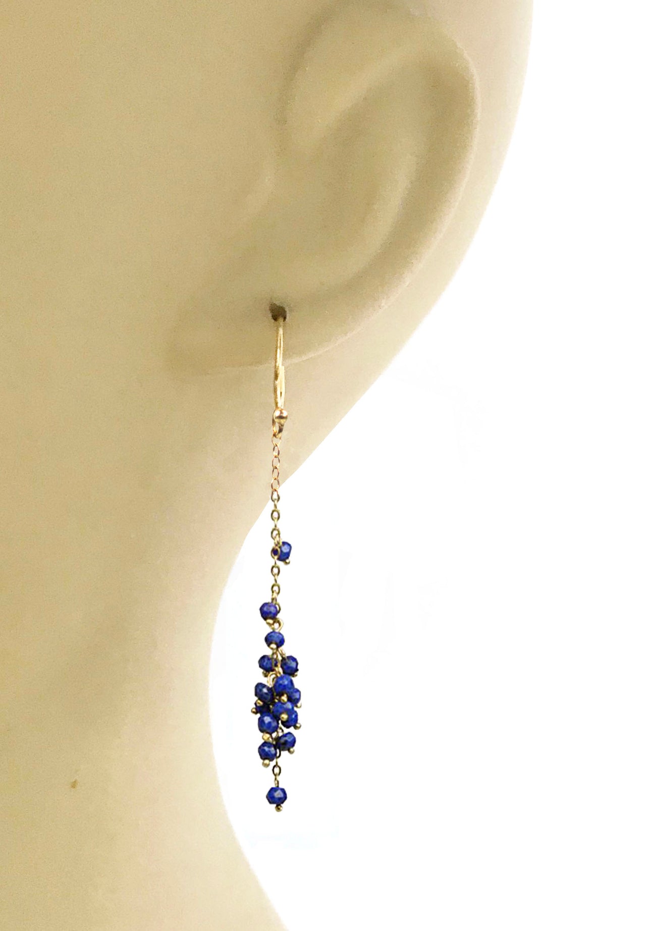 Gena Myint - Cascading Lapis Lazuli Cluster Earrings -