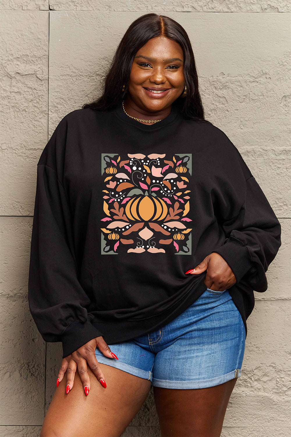 Simply Love Full Size Graphic Dropped Shoulder Sweatshirt - S THRU 3XL -  T - 1 COLOR -