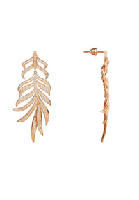 Thumbnail for LATELITA - Feathered Leaf Statement Drop Earrings Rosegold -