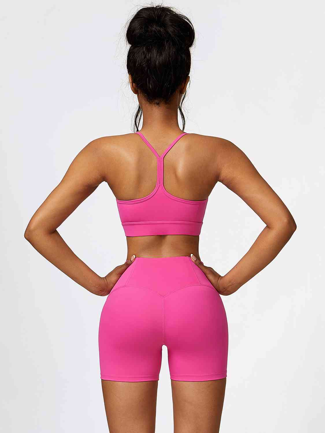 Sport Bra and Wide Waistband Shorts Set - 2 PCS. - T - 5 COLORS -