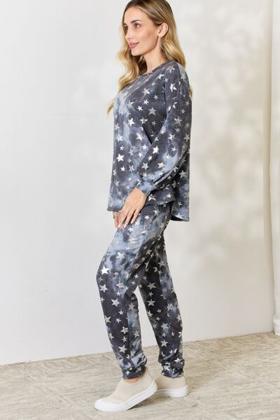 BiBi Star pattern Long Sleeve Top and Drawstring Pants Set - 2 PCS. - T - 1 COLOR -