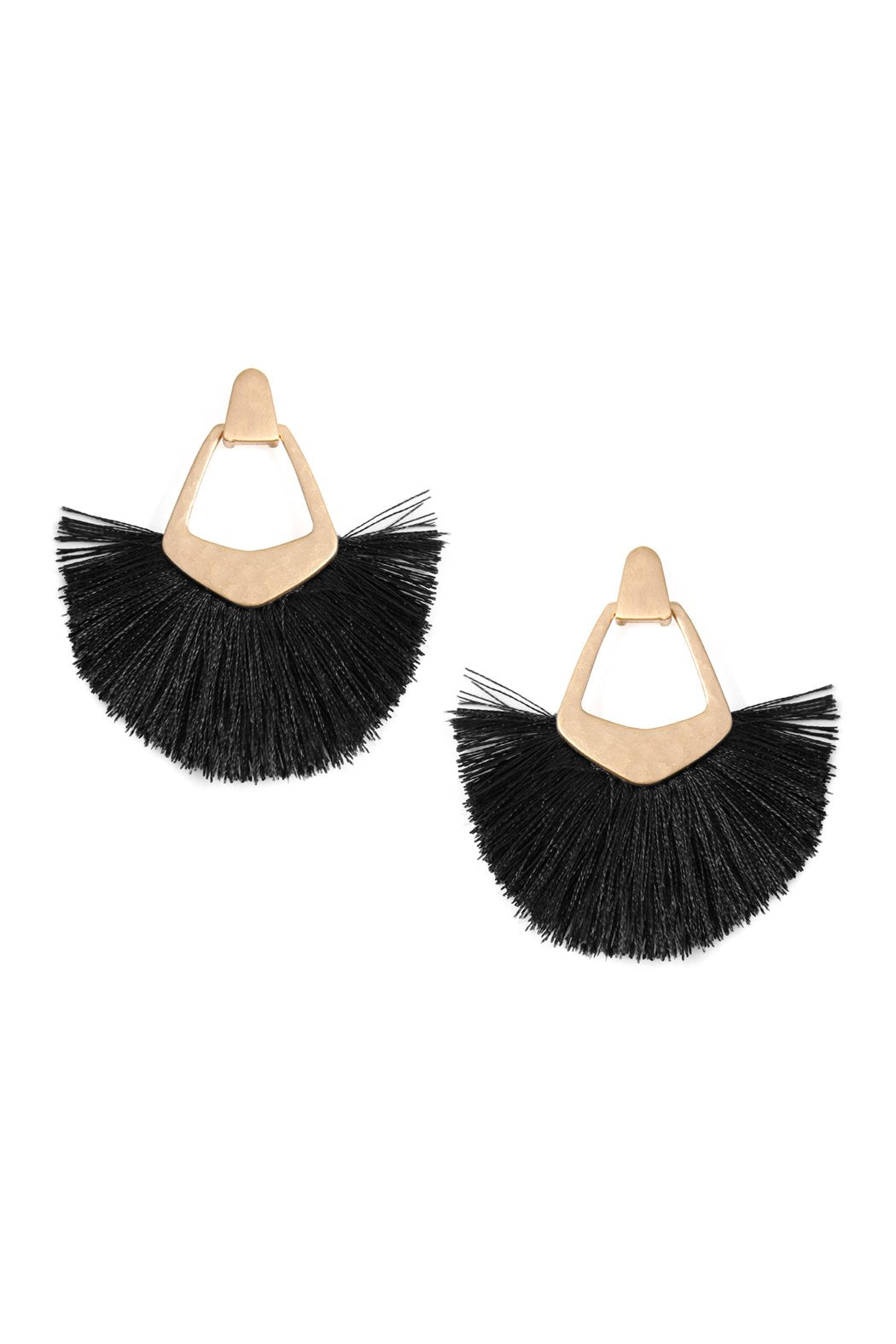 Riah fashion - Fan Tassel Post Dangle Earrings - 15 COLORS -