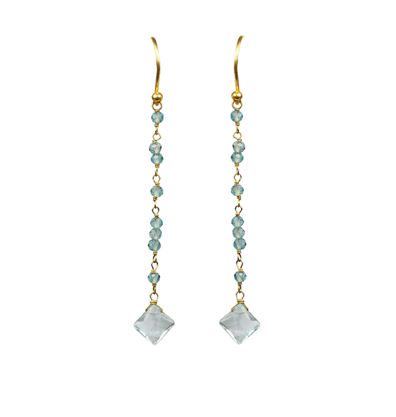 Gena Myint - Aquamarine Linear Vermeil Earrings -