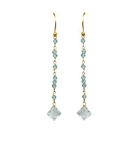 Thumbnail for Gena Myint - Aquamarine Linear Vermeil Earrings -