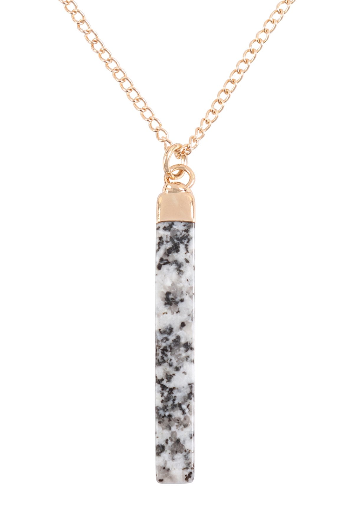 Riah Fashion - Bar Stone Pendant Necklace - 6 COLORS / STONES