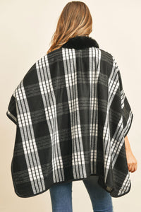 Thumbnail for Riah Fashion - Plaid Fur Open Front Kimono -