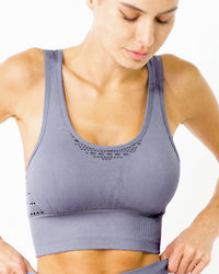 Thumbnail for Savoy - Mesh Seamless Bra With Cutouts - Grey Purple - 1 COLOR -