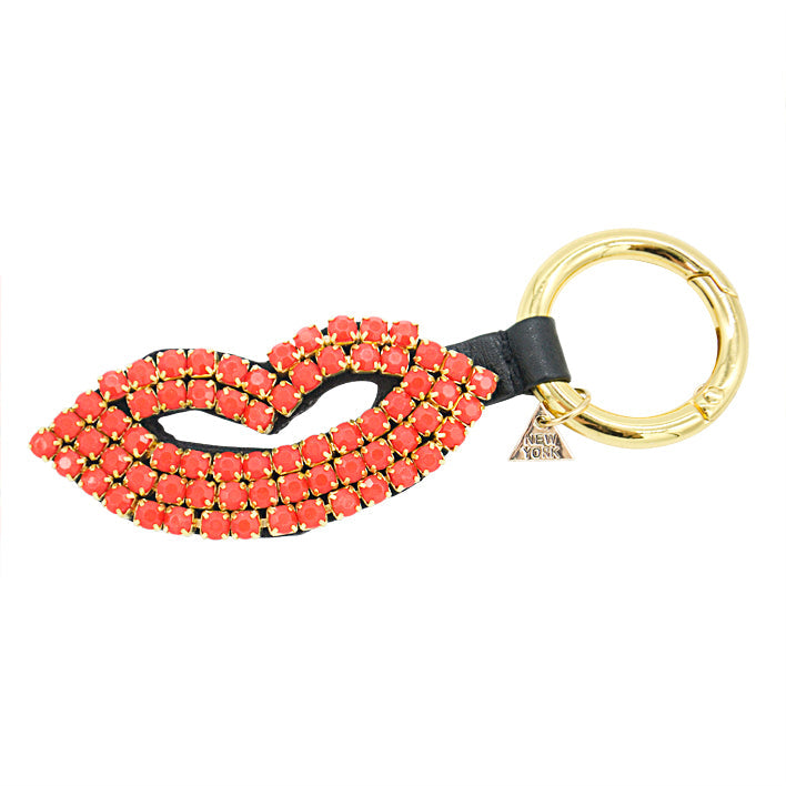 SAND BY SAYA N.Y. - Lips - Key Ring - Red Crystal Embroidery Motifs -