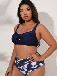 Thumbnail for Plus Size Printed Gathered Detail Bikini Set - 2 PCS. - T - 2 PATTERN COLORS -