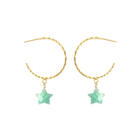 Thumbnail for Gena Myint - Amazonite Star Hammered Hoop Earrings -