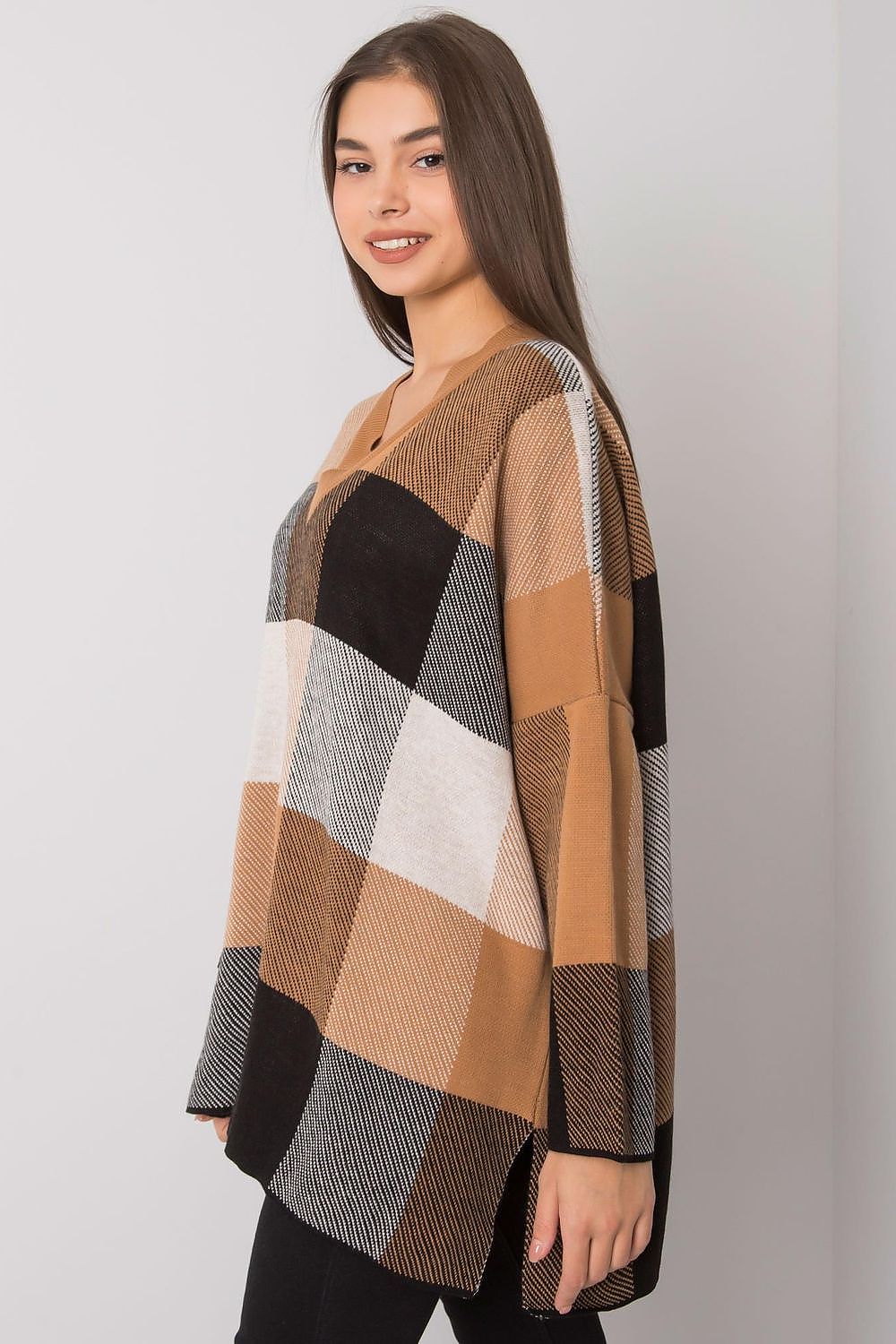 Fame - Jumper in Camel / Plaid - 1 COLOR -