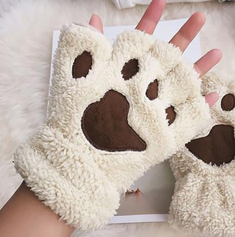 Plush Cat Paw Claw Gloves - Fingerless Mittens / Gloves - [23 DAY DELIVERY] - 11 COLORS -