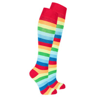 Thumbnail for Women's Red Rainbow Stripe Knee High Socks - 1 COLOR -