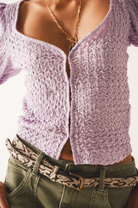 Thumbnail for Q2 - Top With Balloon Sleeves and Hook and Eye Closure in Lilac - 1 COLOR -